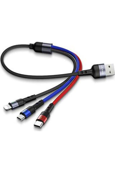 Usams SJ410 U26 Πλεκτό καλώδιο USB σε Lightning / Type-C / micro USB 0,35μ 2Α...