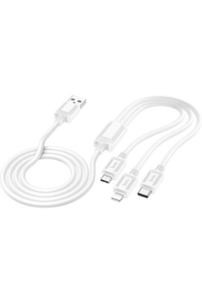 hoco. Hoco Κανονικό Καλώδιο USB σε Lightning / Type-C / micro USB 1μ 2Α Λευκό...