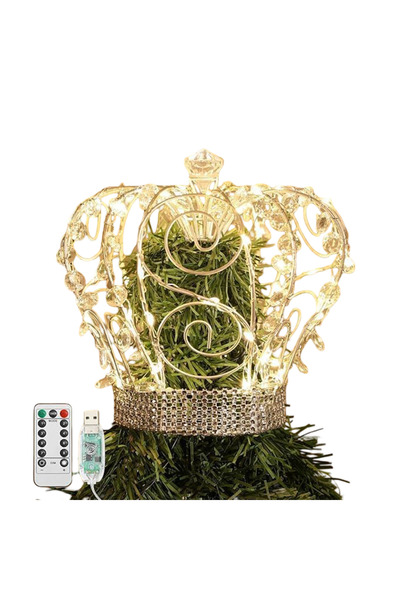 OEM Vârf pentru brad Coroană LED Decorativă de Crăciun Metal cu USB și Teleco...