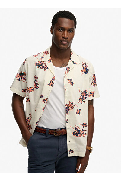 SUPERDRY Beyaz Erkek Çiçek Desenli Gömlek M4011136A-J9O CABANA POOLSIDE SHIRT