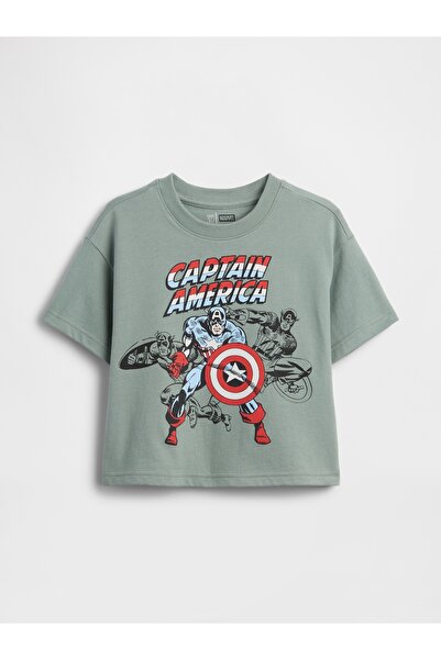 GAP Erkek Bebek Yeşil Marvel Oversized Grafik Baskılı T-Shirt