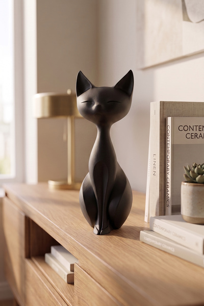 KLYNTO DecoPremium Modern Minimalist Kedi Biblosu - Estetik Dekoratif Obje Ev...