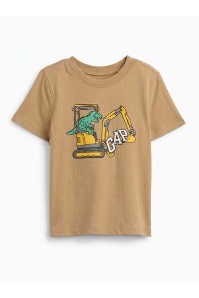 GAP Kids GAP Erkek Bebek Ayı Baskılı Kısa Kollu Bisiklet Yaka Tişört 1-5 Yaş ...