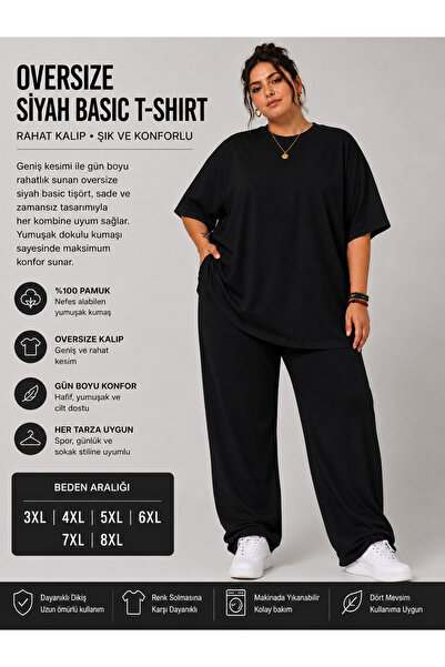 Afri Μπλουζάκι σε μεγάλο μέγεθος (Battal Size) Μαύρο Basic – Άνετη εφαρμογή, ...