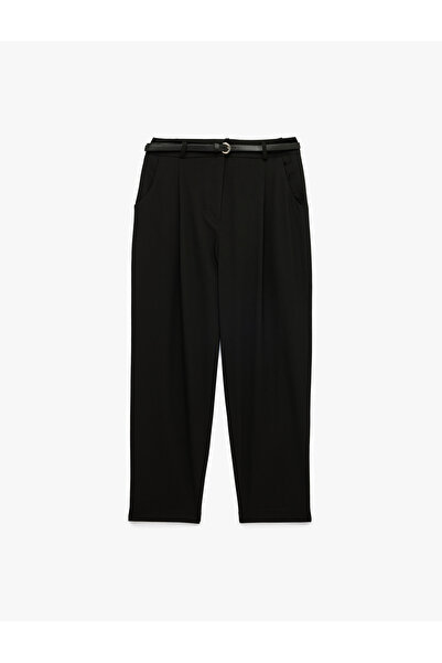 Koton High Waist Carrot Pants with Belt Detail in Viscose Blend