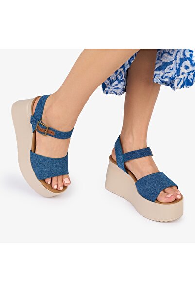 ANGEL BLUE SANDALE Dama DIN TEXTIL TIP JEANS CU PLATFORMA CRL1020 Culoare: AL...