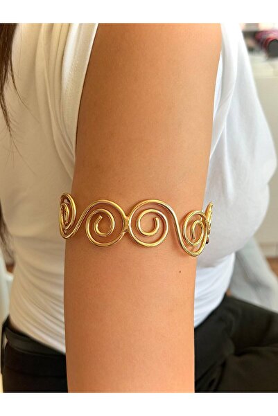 ANKA JEWELLRY KADIN ÇELİK ALTIN RENK SPİRAL DESENLİ ÜST KOL BİLEKLİĞİ