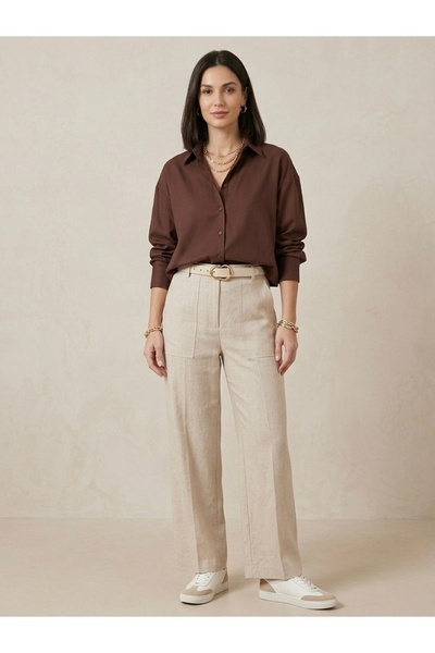 Meşe Moda Ženska košulja dugih rukava u boji šljive, oversized