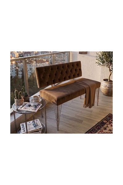 Vivense SESTA SIRTLI BANK, METAL AYAK, KAHVERENGİ