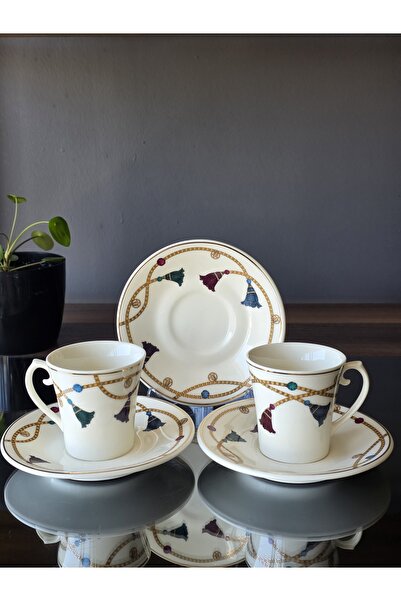 FERMATO 2-Person 4-Piece Gilded Coffee Set Tassel