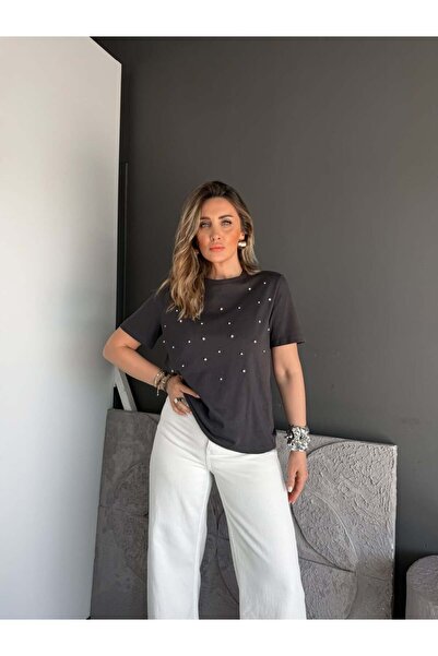 Zerrincan Giyim Antrasit Çakım Taşlı Orijinal Tshirt