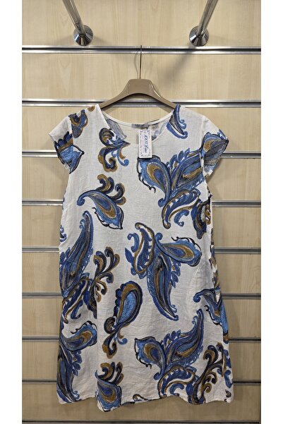 Park Moda Rochie din in italiană cu model șal, scurtă