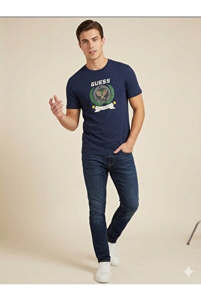 Guess Men's Crew Neck Logo Tennis Printed Slim Fit T-Shirt Z6Gi16K3206