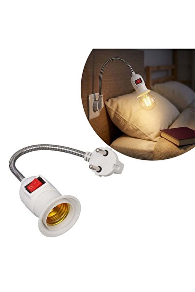 Powermaster LedX DY-112 Prizden E27 Duya Dönüştürücü 26cm Spiralli Anahtarlı Duy