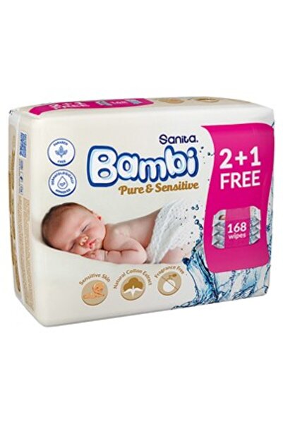 Bambi Sensitive Baby Wet Wipes 56 Count 2+1 Free