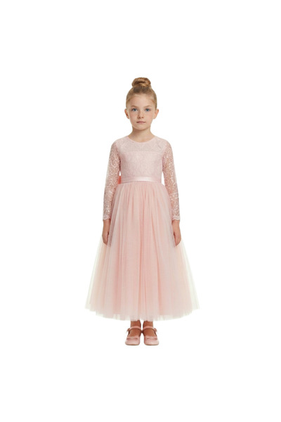 Bidani - Blush Pink Lace Bodice Tulle Gown - 2Y to 12Y