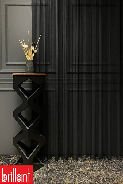 Brillant Design elegant, produs nou, perdea din tul negru, pliuri dense, nu n...