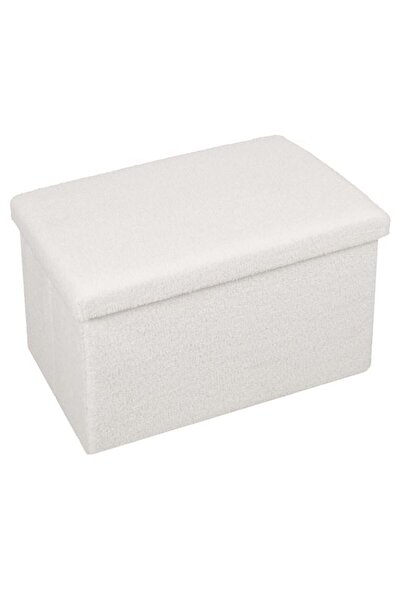 OEM Taburet alb Teddy cu spațiu de depozitare, 60x36x36 cm, capac și interior...