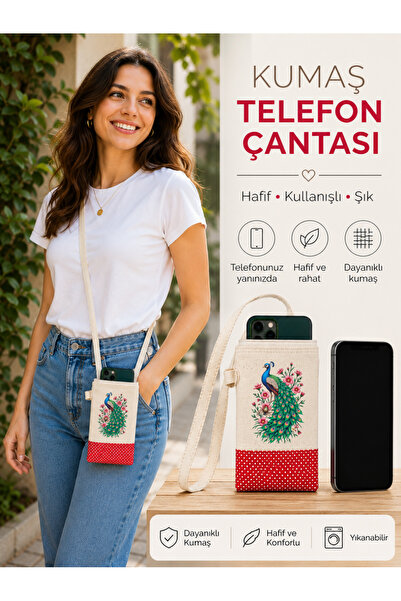 JANJAN Strap-On Phone Bag, Strap-On Wallet, Canvas Phone Bag, Waist Bag, Stra...