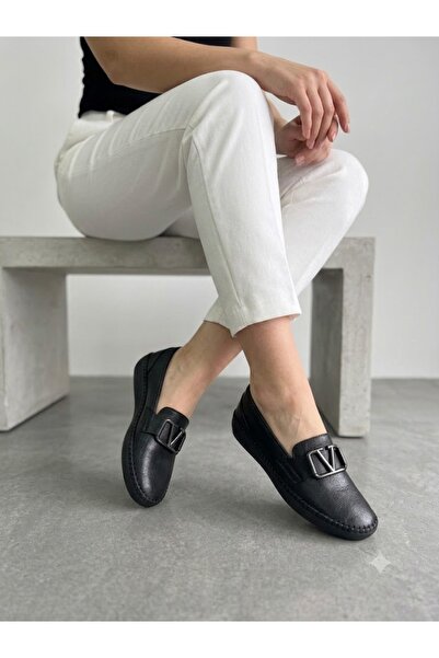Lütfi Women's Black Inside-Out Genuine Leather Orthopedic Casual Shoes