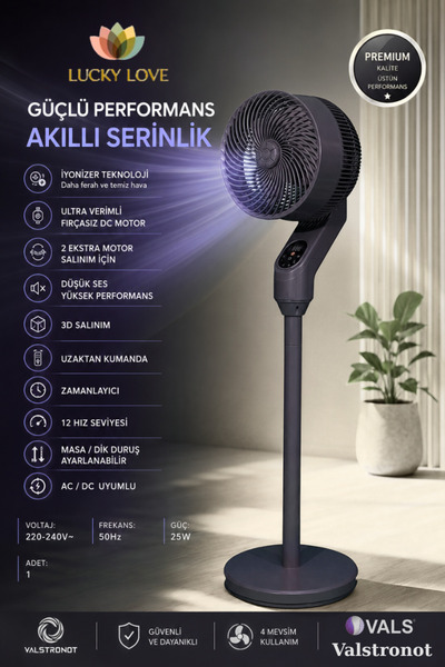 Lucky Love Vals Valstronot SF 10 VADC Uzaktan Kumandalı Ayaklı Vantilatör / 1...