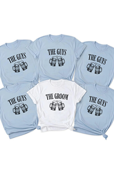 SUNFREE Men's Special Bachelor Party Special Printed 6-Pack Oversize Basic Ts...