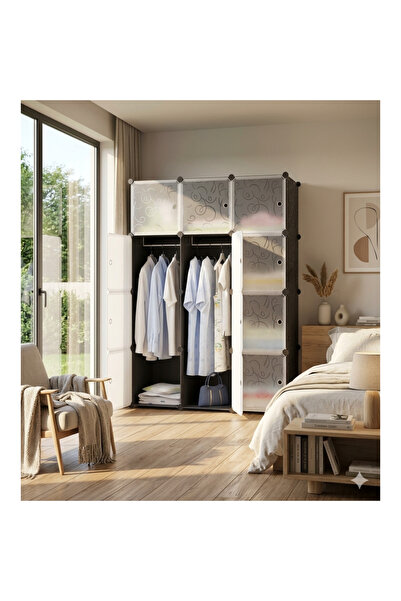 shopandshop Plastic 12 Storage Cube Organizer Wardrobe Modular Cabinet with D...