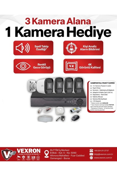 ( Sesli ) 4 Kameralı Full Paket Güvenlik Seti Sistemi