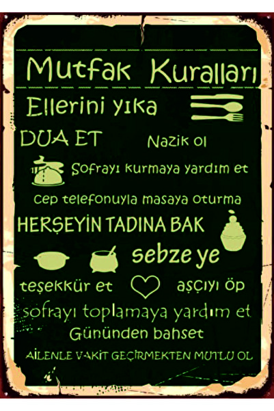 Lucena Mutfak Kuralları Ahşap MDF Tablo Duvar Dekoru Eskitme Dekoratif Tablo ...