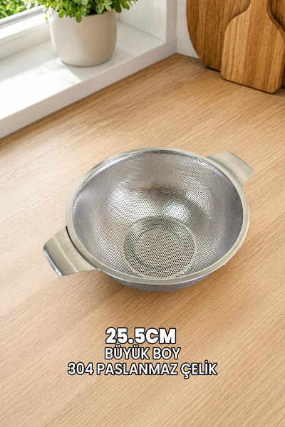 Destpak (Big 25.5cm) Stainless Steel Strainer with Handle - Professional 304 ...