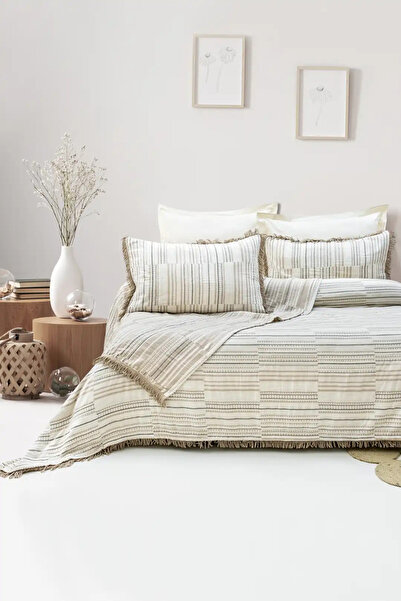 Şaheser Home Collection Set cuvertură de pat Lia Jacquard din muselină, cu te...