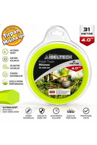 İBELTECH İBL-MSN-004 Misina 4.00 mm x 31 Metre Altıgen Dayanıklı Yeşil Misina...