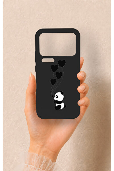 Vip Case Mi 17 Pro Max Uyumlu Kalpli Panda Desenli Silikon Kılıf