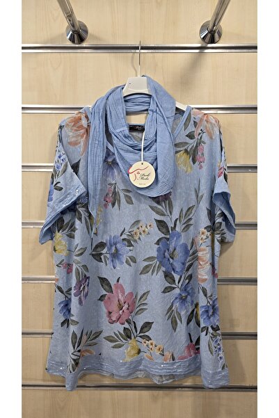 Park Moda Италианска блуза с шал, ленена смес
