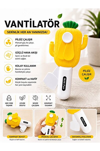 shop Manuel El Fanı Basmalı Mini Vantilatör | Pilsiz Taşınabilir