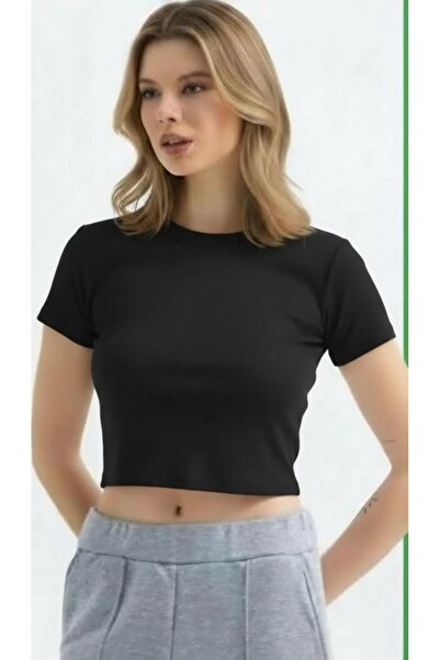 Mercan Kids Women's Crew Neck Short Sleeve Crop Body