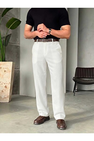 Wonraces Men's Baggy Elastic Waist Basic Fabric Trousers
