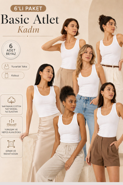 Loule Women's 6-Piece Cotton & Modal Thick Strap Flexible Basic Undershirt - ...