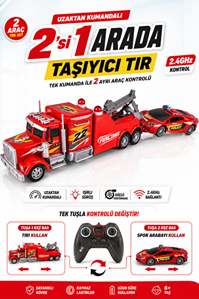 YILDIRIM OYUNCAK Uzaktan Kumandalı Taşıyıcı Çekici Tır 54cm – Tek Kumanda ile...