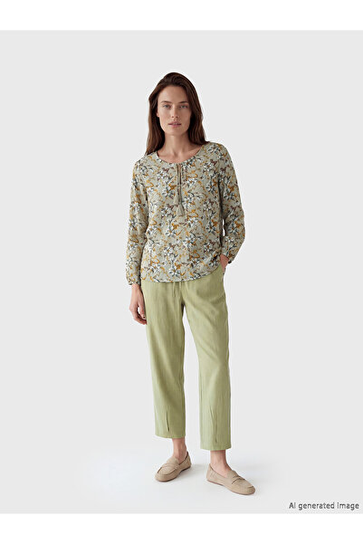 LC Waikiki Peak New Season Elastic Waist Linen Blend Women's Trousers
