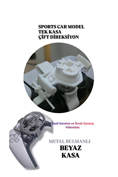 Salıncak Ps5 Dualsense Mini Direksiyon BEYAZ (Sports Car Model) Metal Rulmanlı