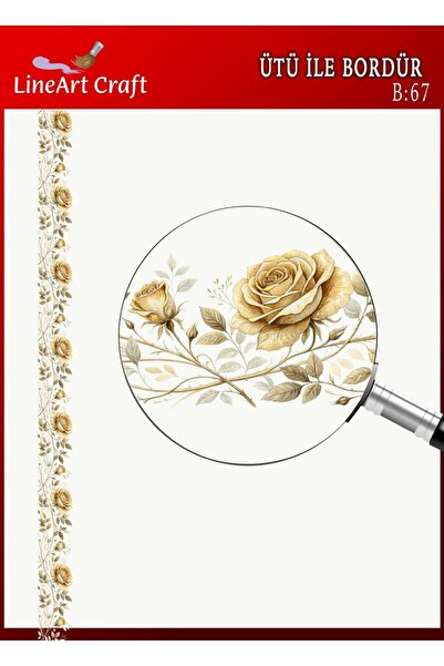LİNEART Iron-On Border Rubon Transfer Printing Wood & Fabric Transfer No.:B67...