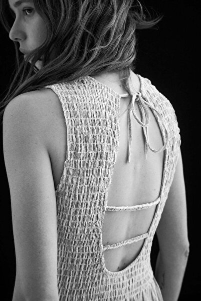 H&M Smocked-bodice open-back dress