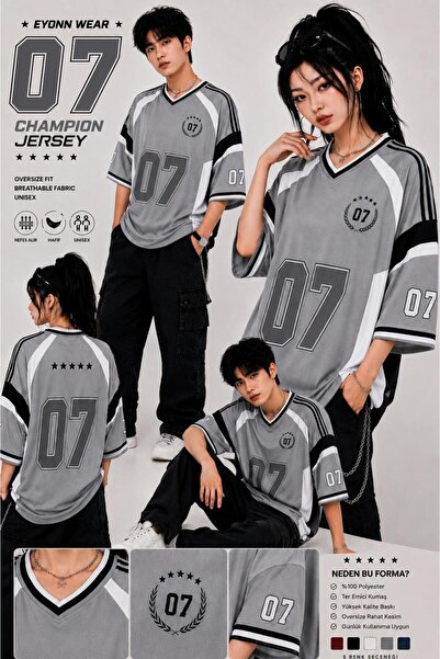 eyonnwear Unisex 07 Printed Blokecore Vintage Oversize Jersey