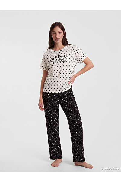 LC Waikiki Timeless Clothing & Timeless Choices Zero Roba Collar Polka Dot Wo...