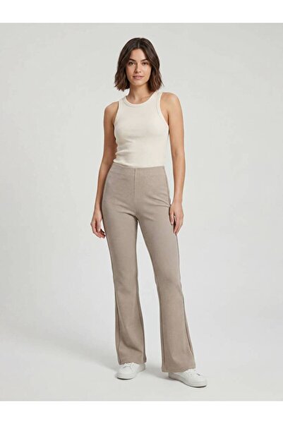 Unbraded Women's Cotton Wide-Leg Leggings - Elastic Waist Comfortable - S