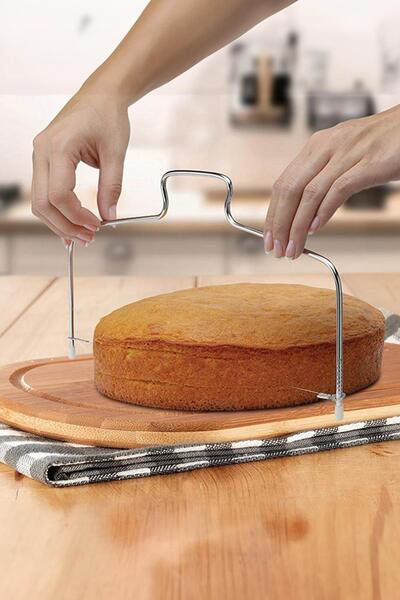 CRİSTAL Metal Pasta Kesme Aparatı 30 cm Kek Ekmek Katman Dilimleme Bıçağı
