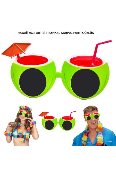 Twin Store نظارات حفلات الصيف الاستوائية هاواي على شكل البطيخ