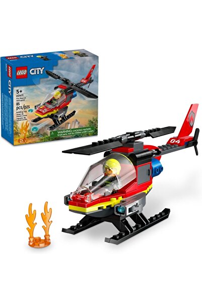 LEGO City Fire Rescue Helicopter Toy, Building Set with Firefighter Minifigur...