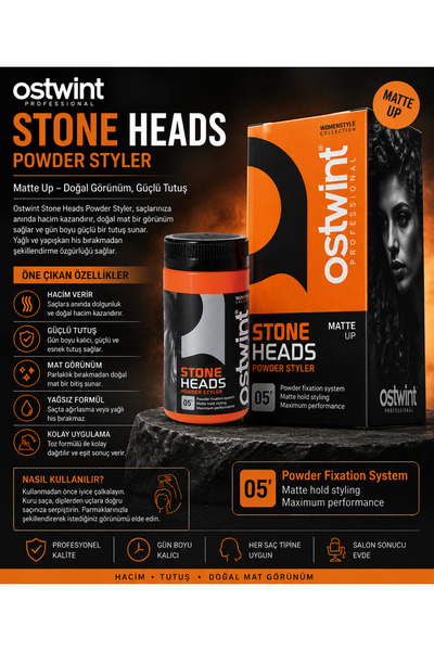 Bezos Profesionalni puder za oblikovanje kose Stone Heads 20 ml, mat izgled, ...